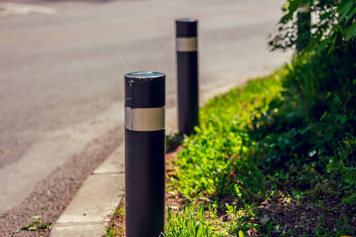 parking post on grass