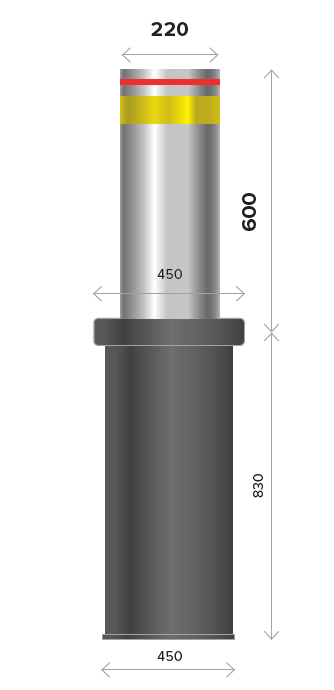 Benito Stainless Steel Automatic Bollard 600mm High