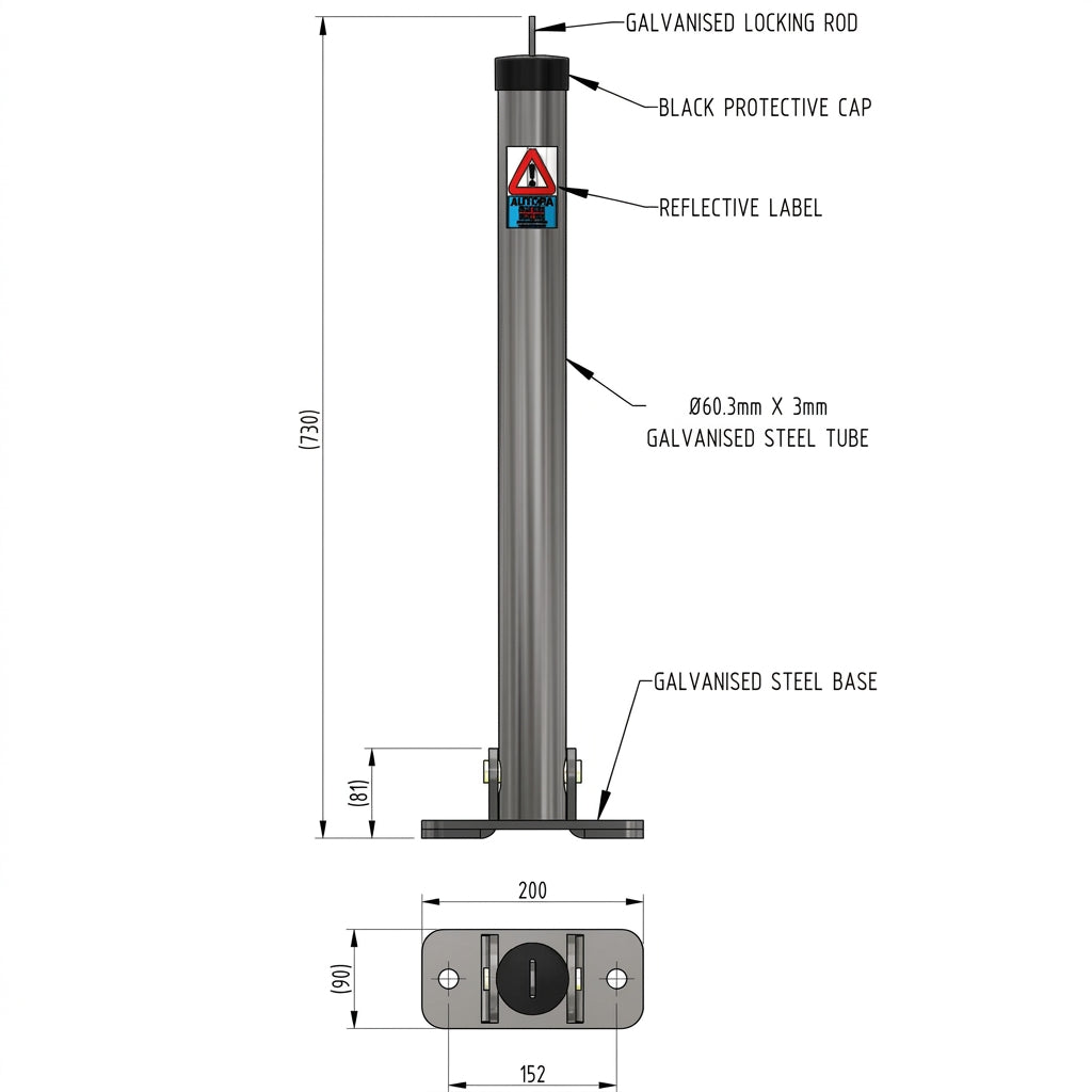 Fold Down Parking Post Toplok Security Post specification image