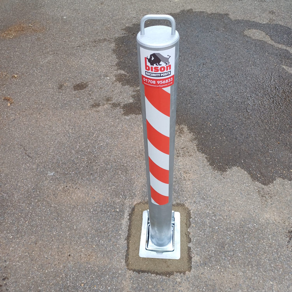 Bison-branded removable bollard with handle