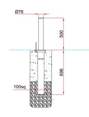 Stainless Steel Telescopic Security Post / Bollard (76mm x 500mm)