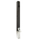 A long, narrow black metal post with a polished silver base and a small bracket attached near the bottom, shown on a plain white background.