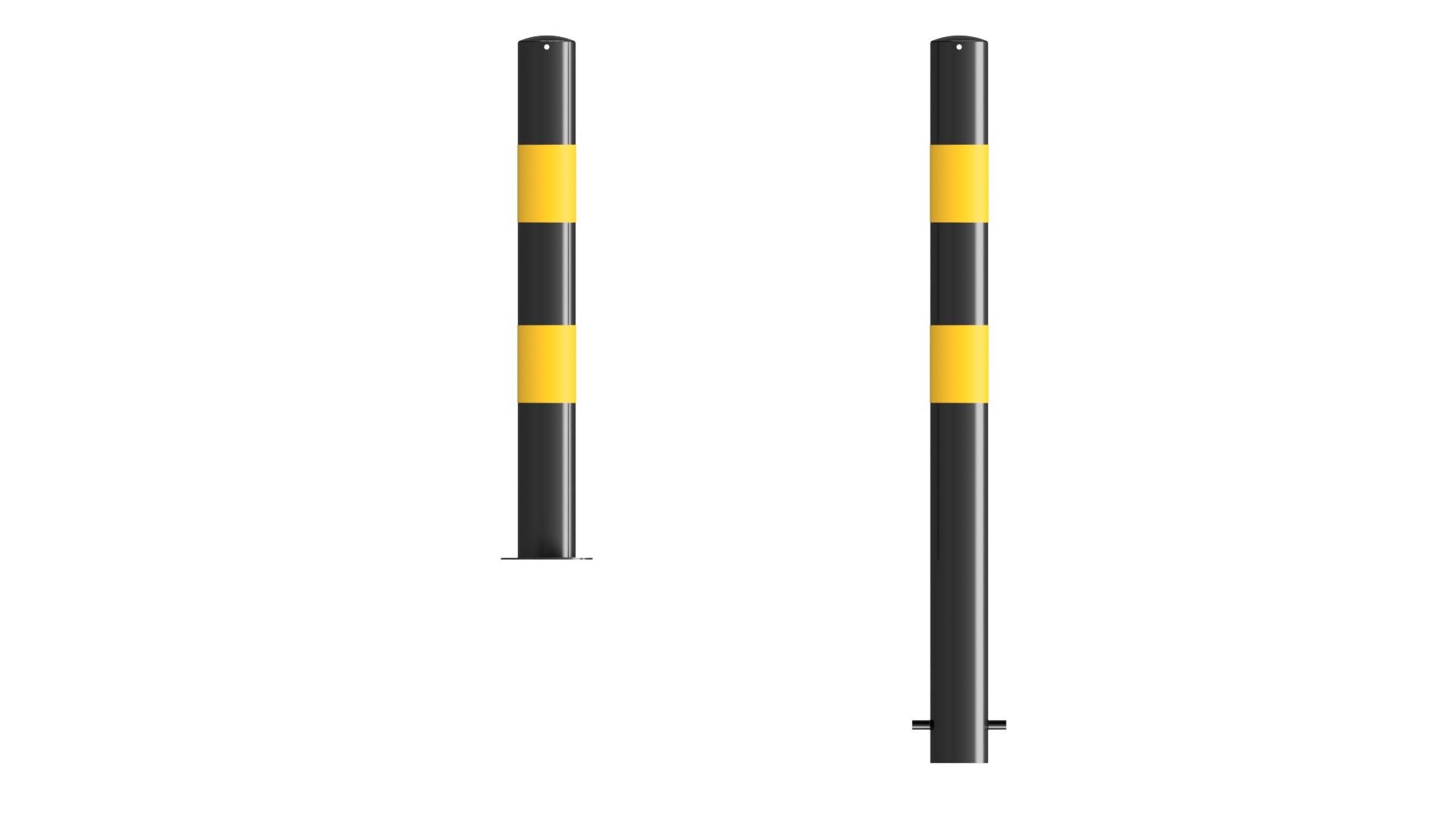 Black & Yellow Powder Bollard - Bolt Down or Concreted In - Image 8