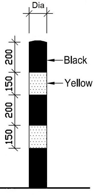 Black & Yellow Powder Bollard - Bolt Down or Concreted In - Image 13